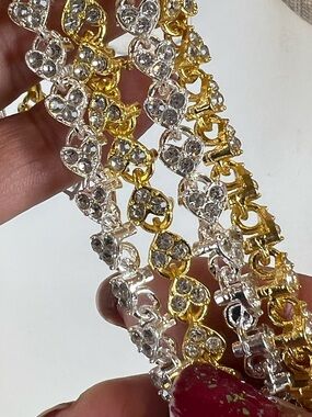 FLASH SALE 4 Tennis Gold and Silver Heart Crystal Bracelet Set - Women Jewelry